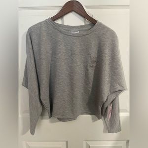 Juicy by Juicy Couture Women’s Grey Oversized Embroidered Cropped Top S Juniors